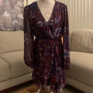 Beautiful floral dark purple ruffle dress Size L (10/12) Francesca’s collection